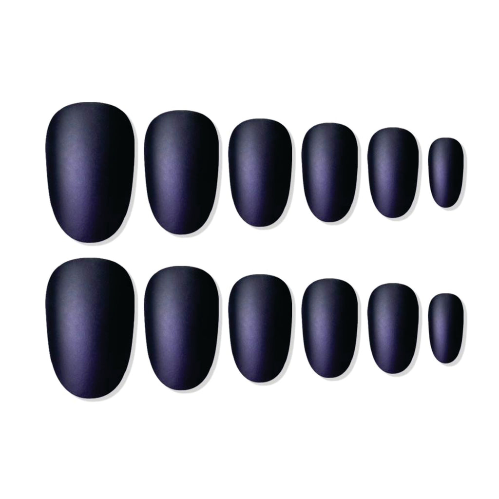 Reusable Oval Press On Nails - Black