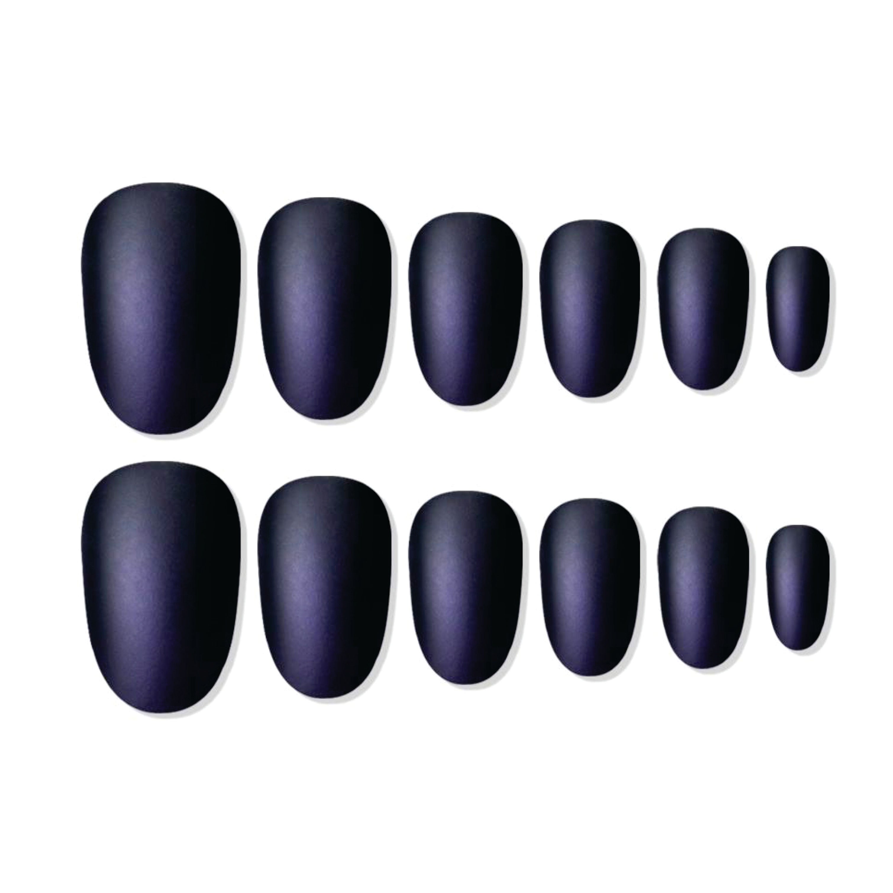Reusable Oval Press On Nails - Black