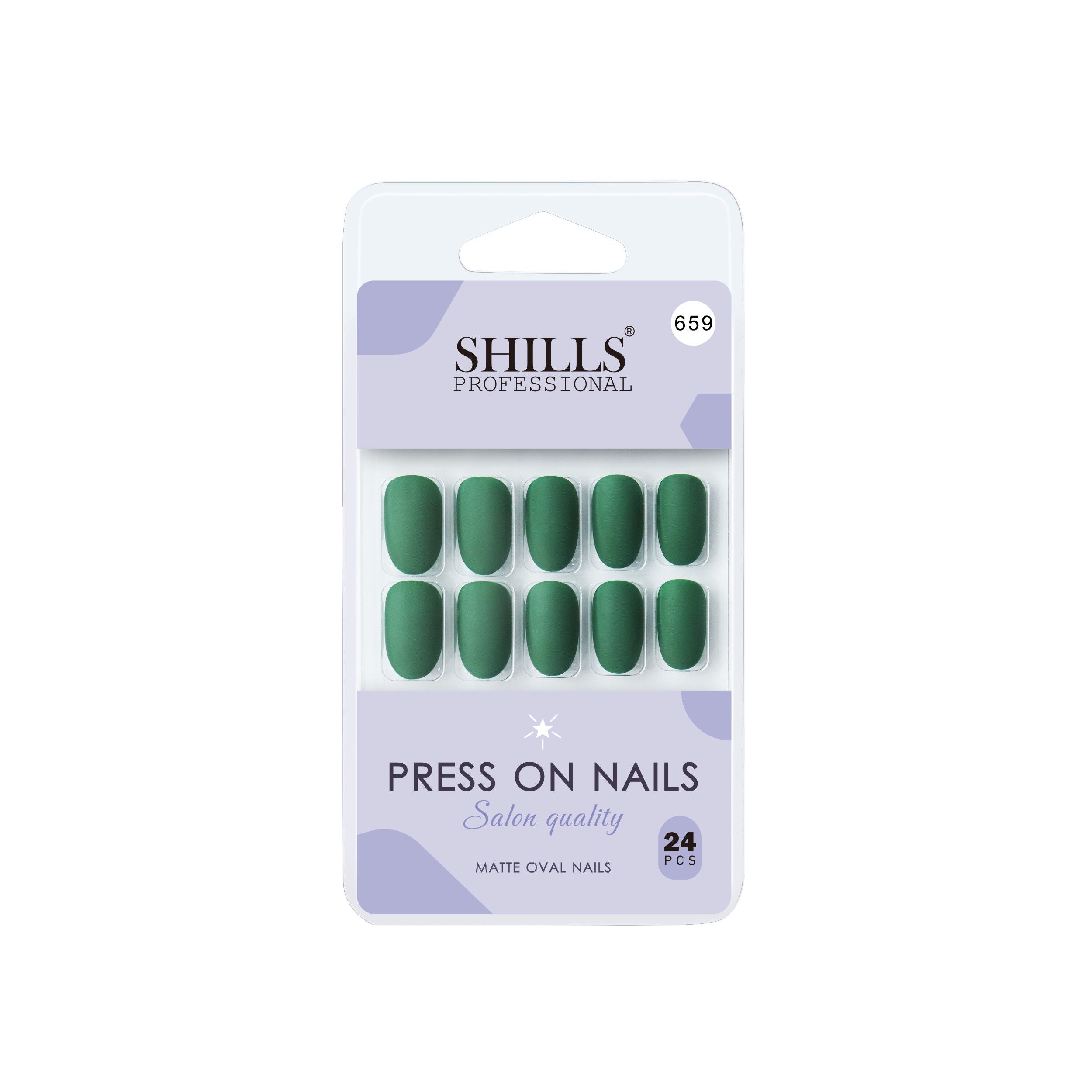 Reusable Oval Press On Nails - green