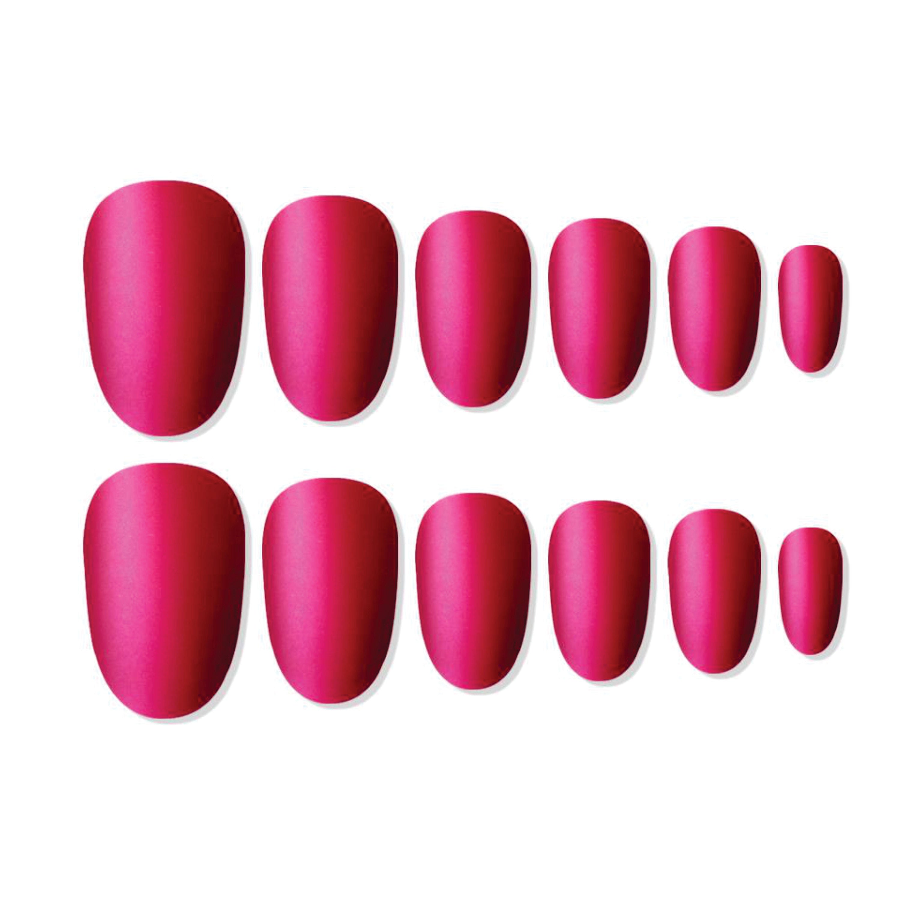 Reusable Oval Press On Nails - Red