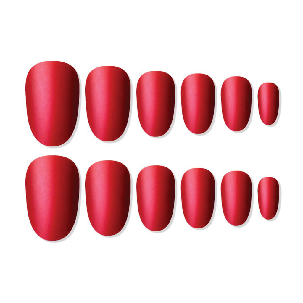 Reusable Oval Press On Nails - Red