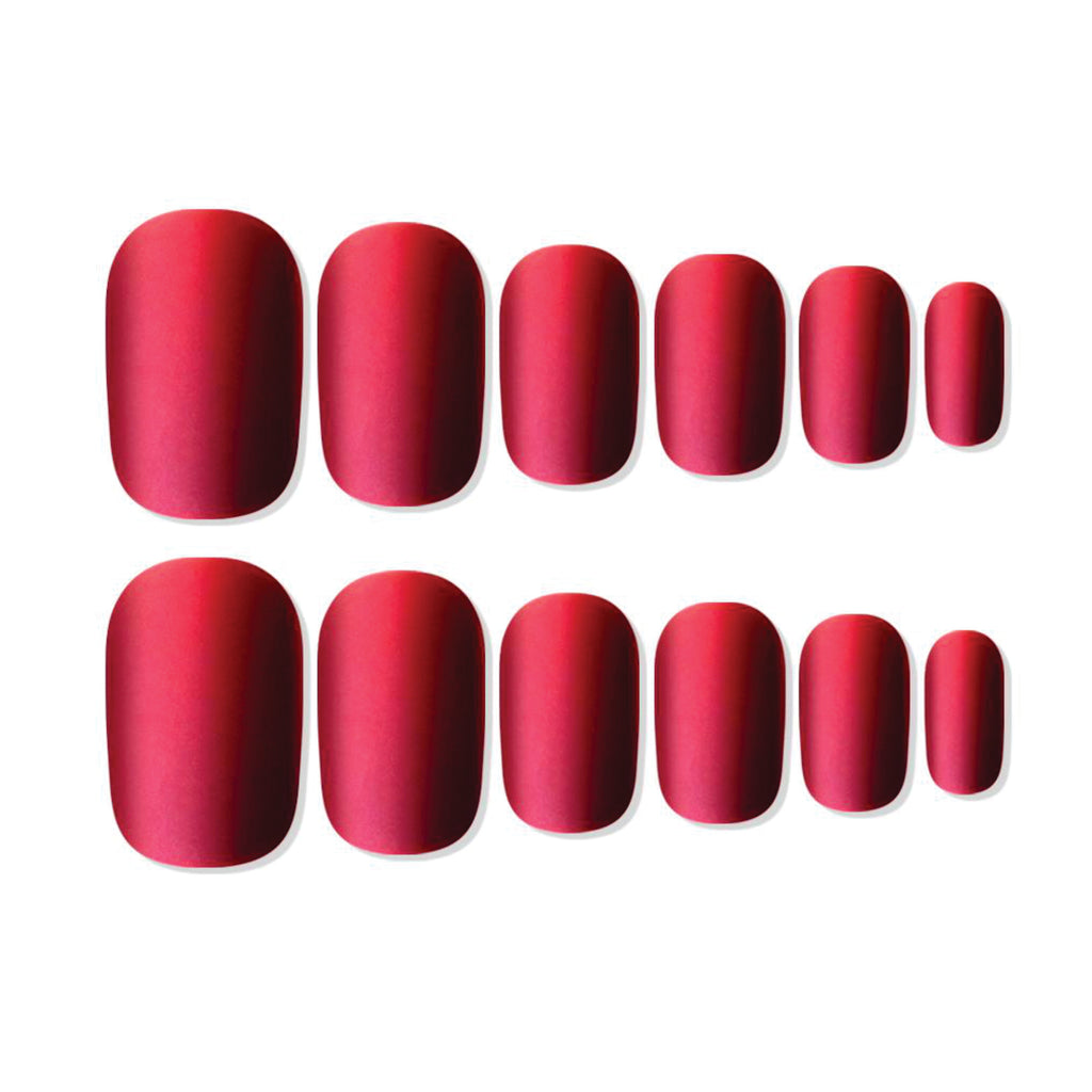 Reusable Square Press On Nails - Maroon