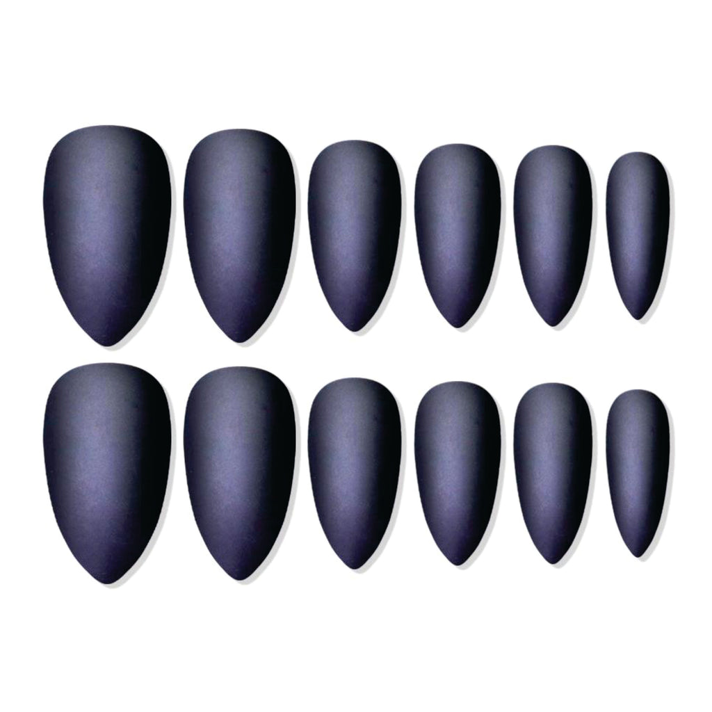 Reusable Sharp Almond Press On Nails - Black