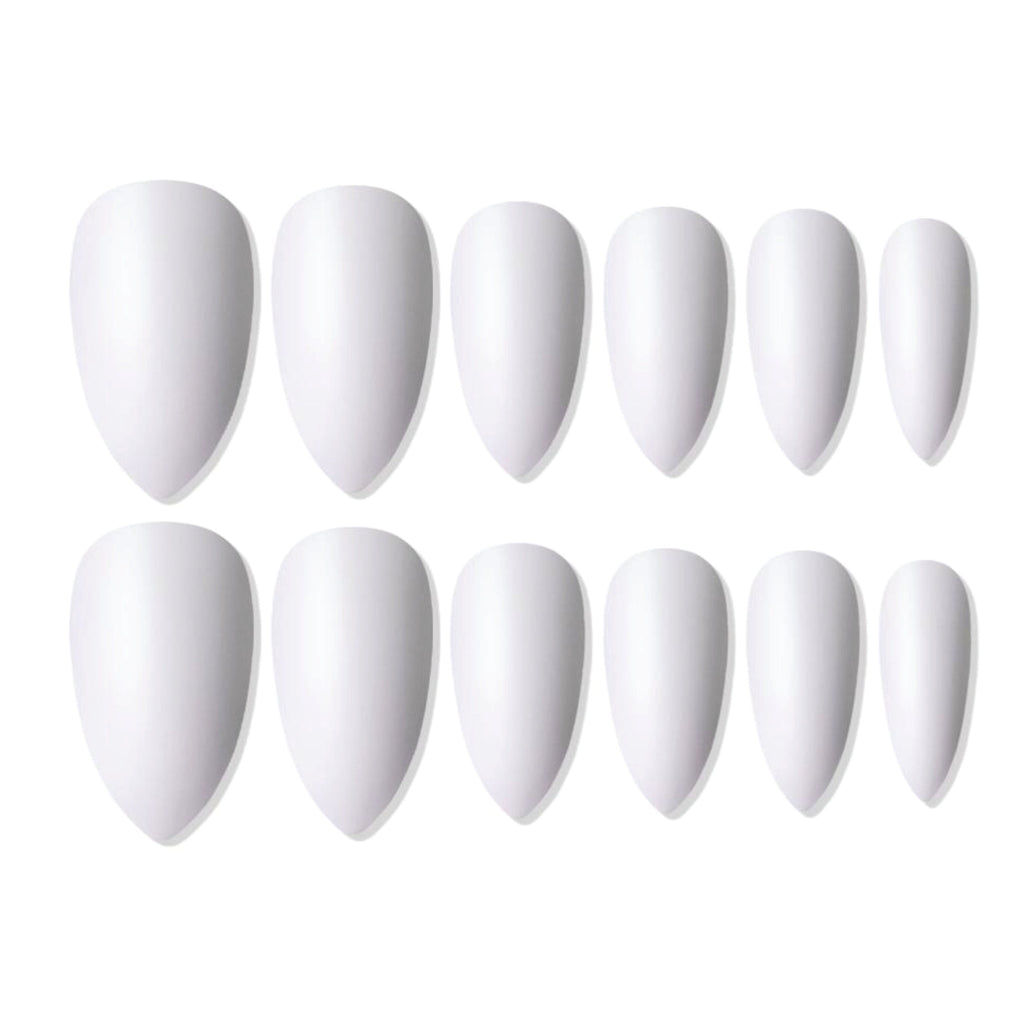 Reusable Sharp Almond Press On Nails - White