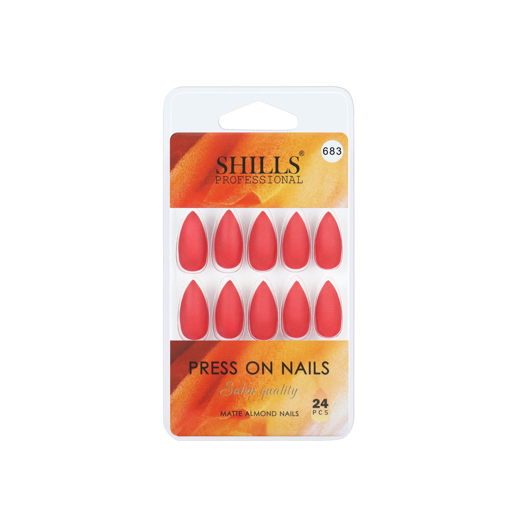 Reusable Sharp Almond Press On Nails - Orange