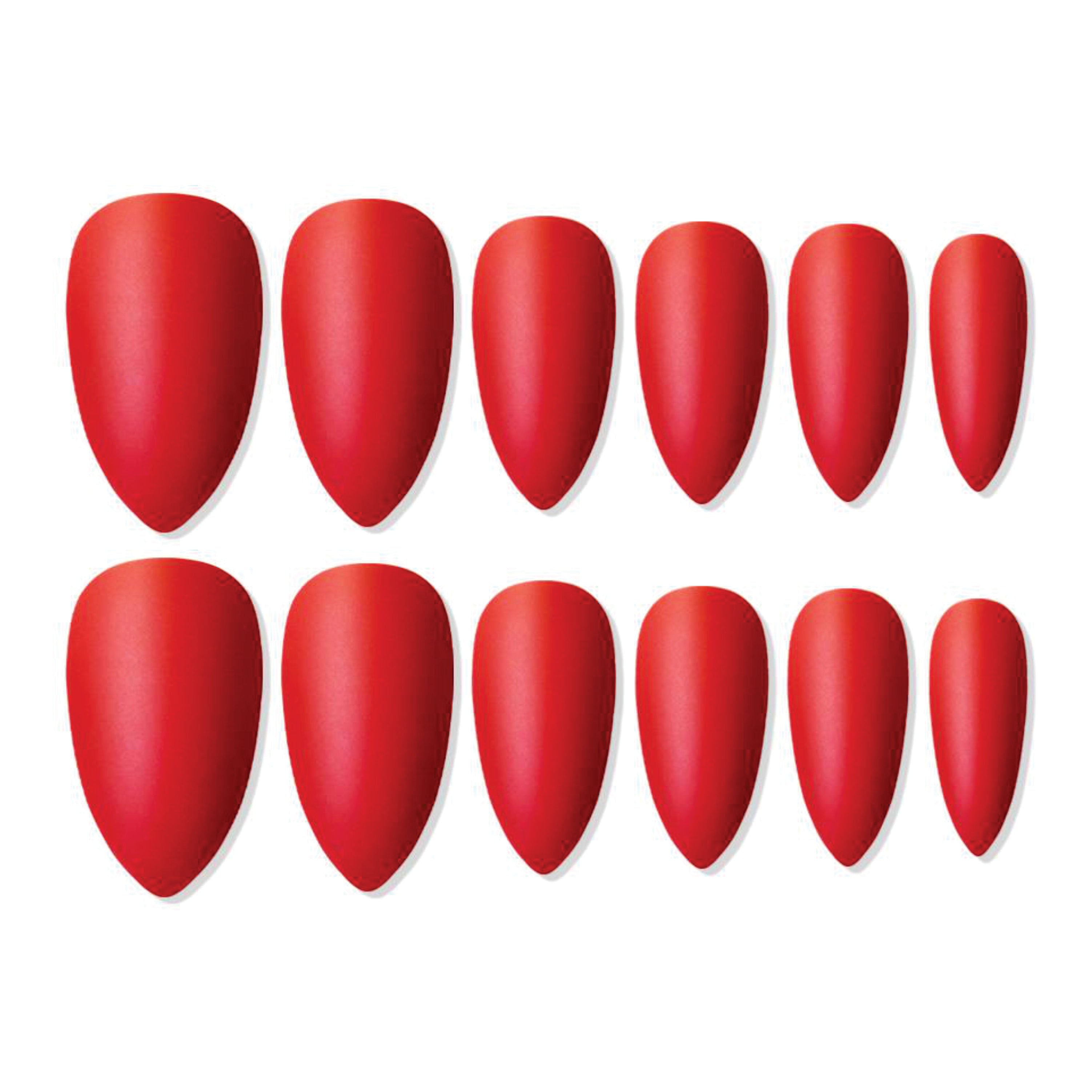 Reusable Sharp Almond Press On Nails - Orange