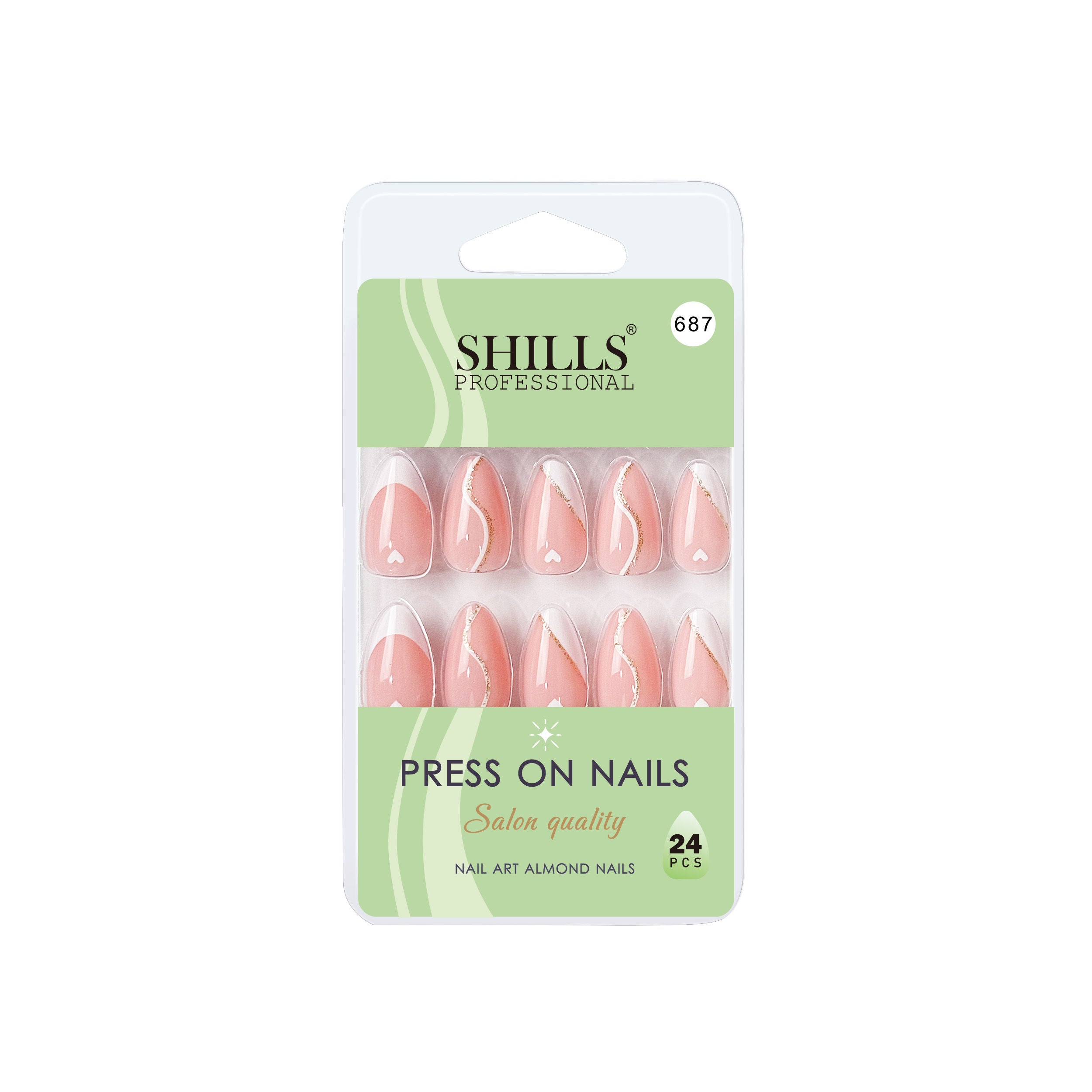 Reusable Almond Press On Nails - Peach