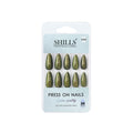 Reusable Long Almond Press On Nails - green