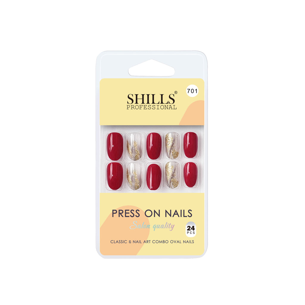 Reusable Oval Press On Nails - Red