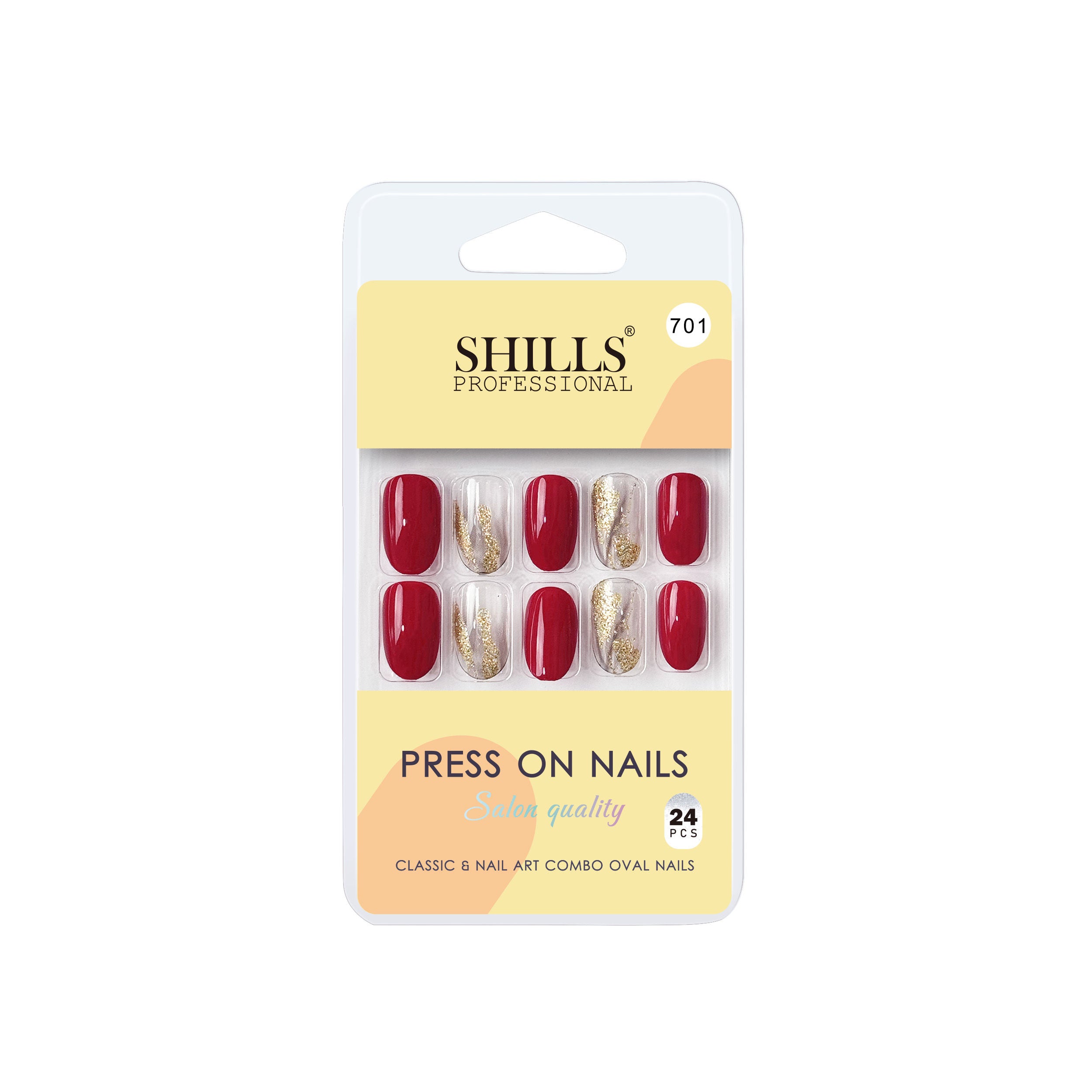 Reusable Oval Press On Nails - Red