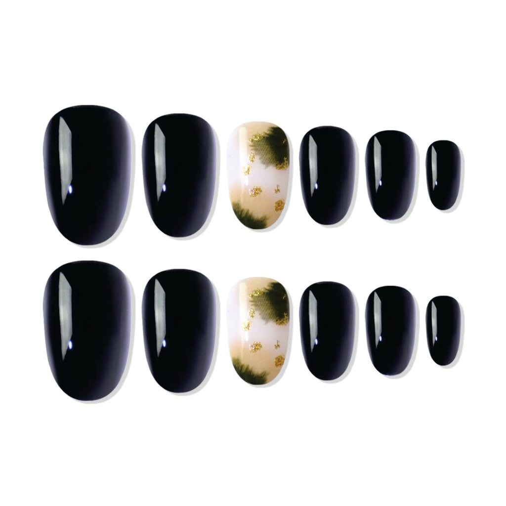 Reusable Oval Press On Nails - Black