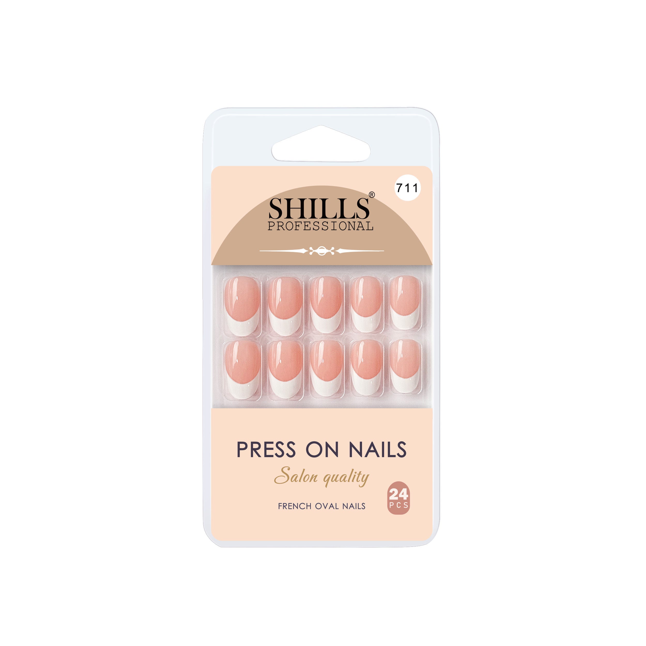 Reusable French Oval Press On Nails - Peach