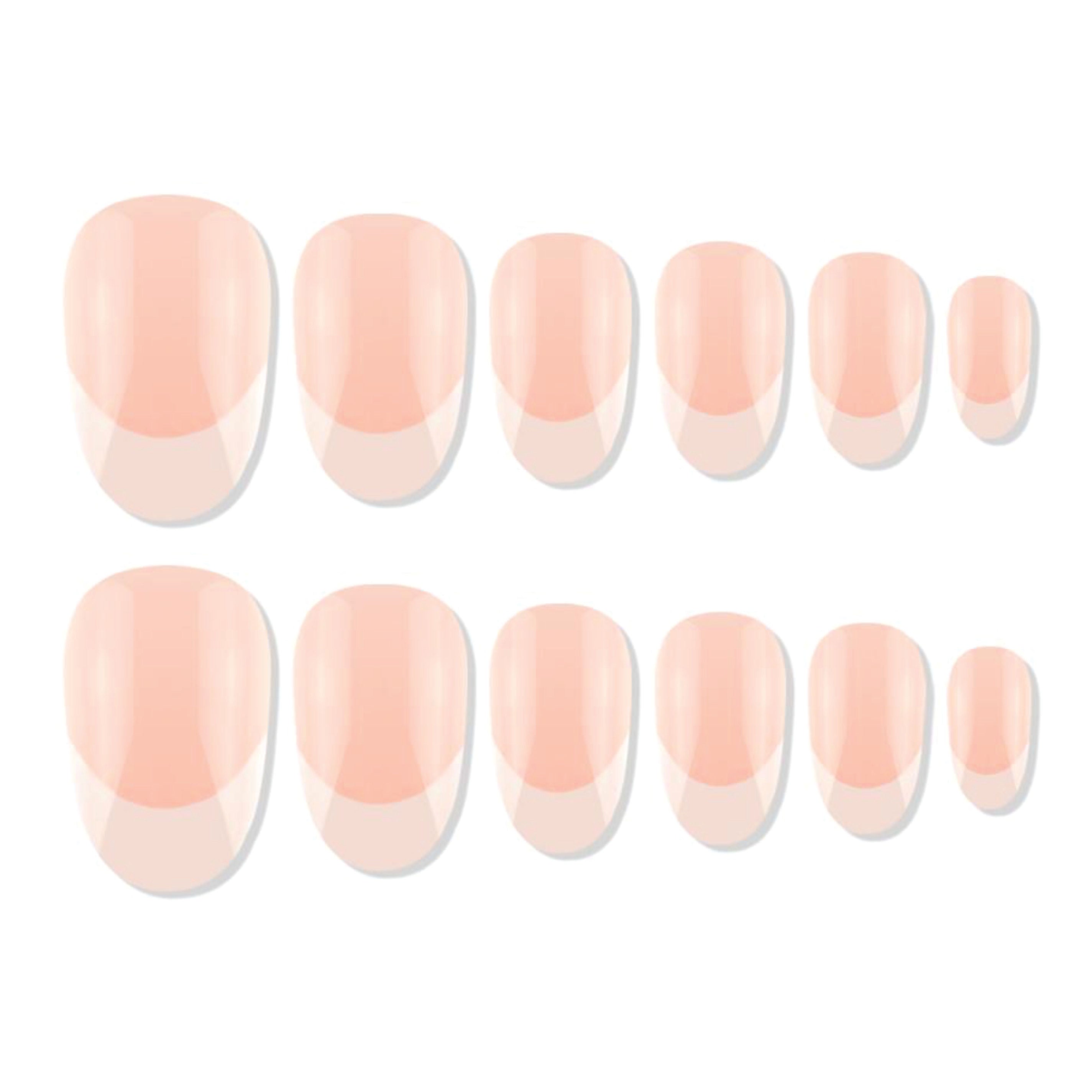 Reusable French Oval Press On Nails - Peach