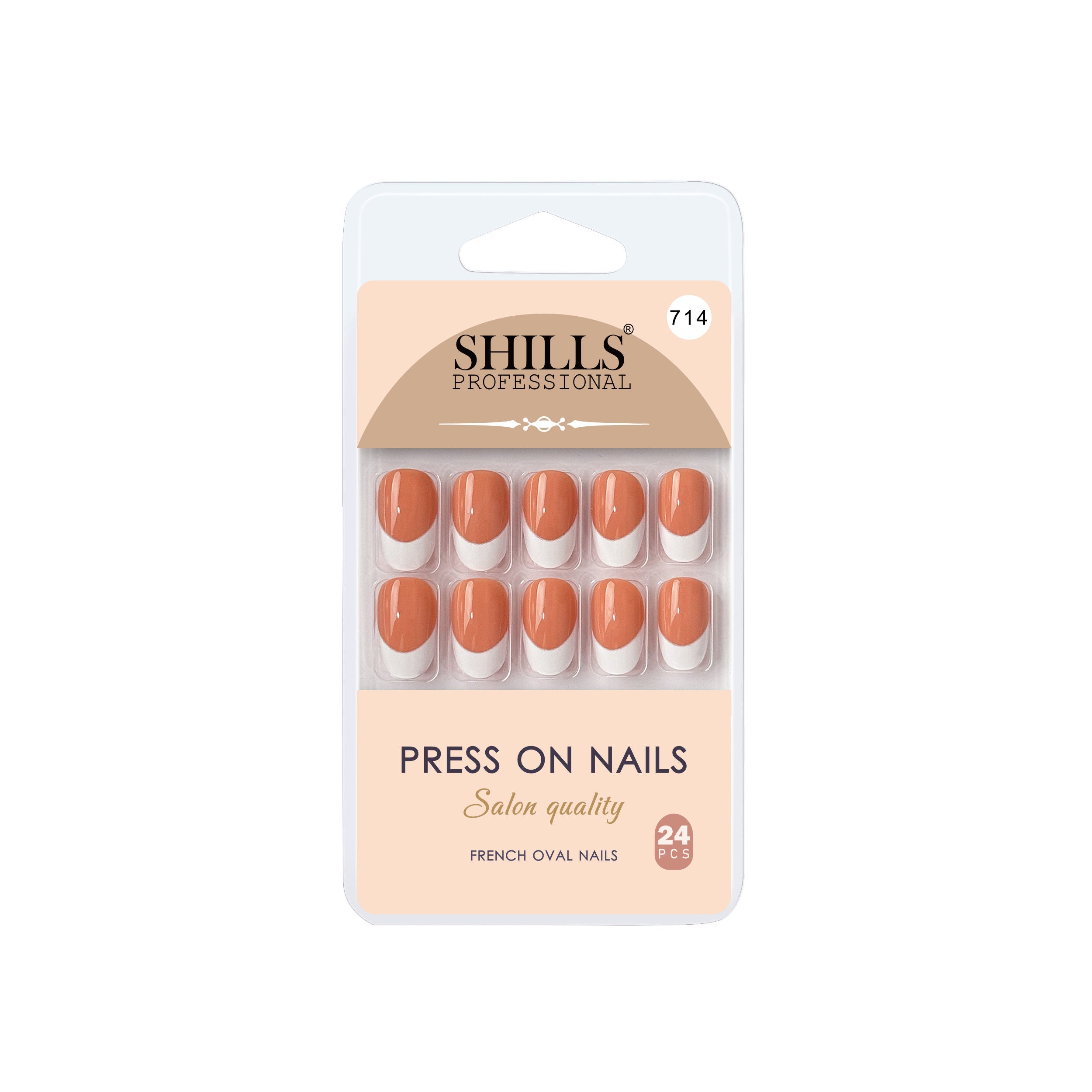 Reusable French Oval Press On Nails - Orange