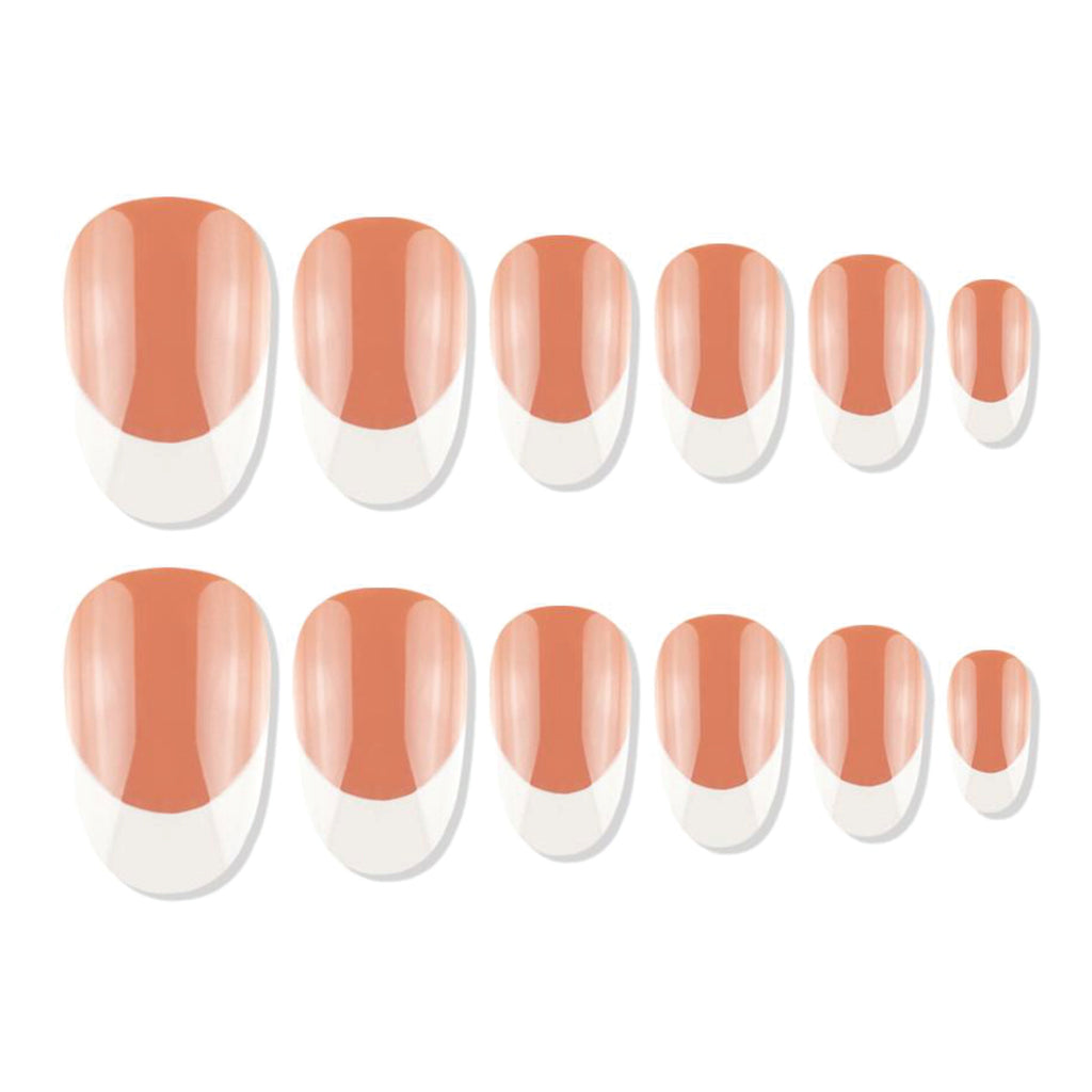 Reusable French Oval Press On Nails - Orange