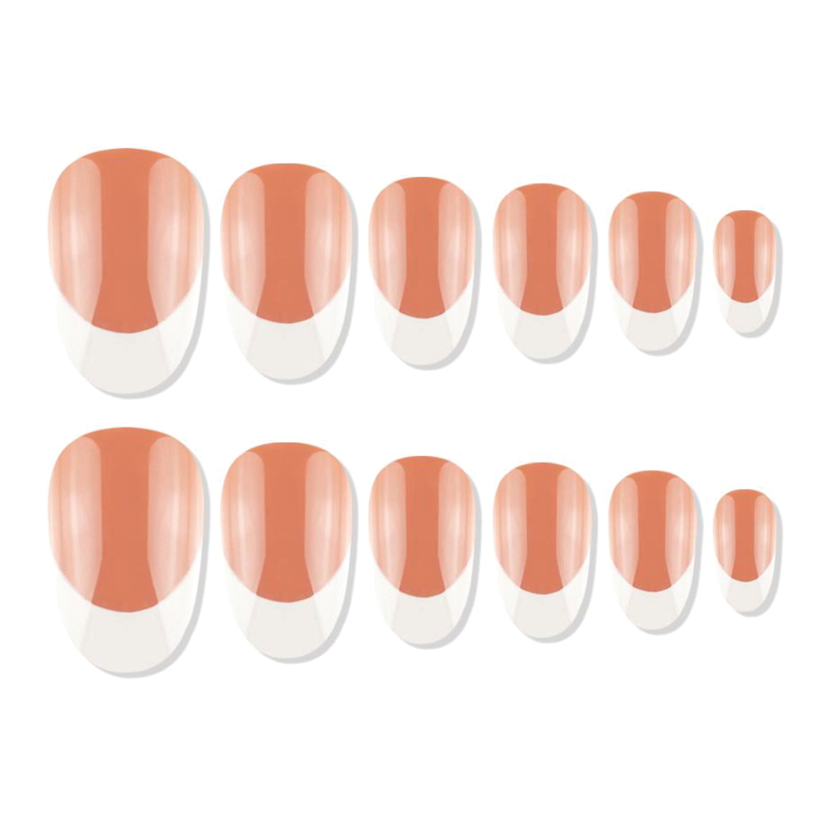 Reusable French Oval Press On Nails - Orange