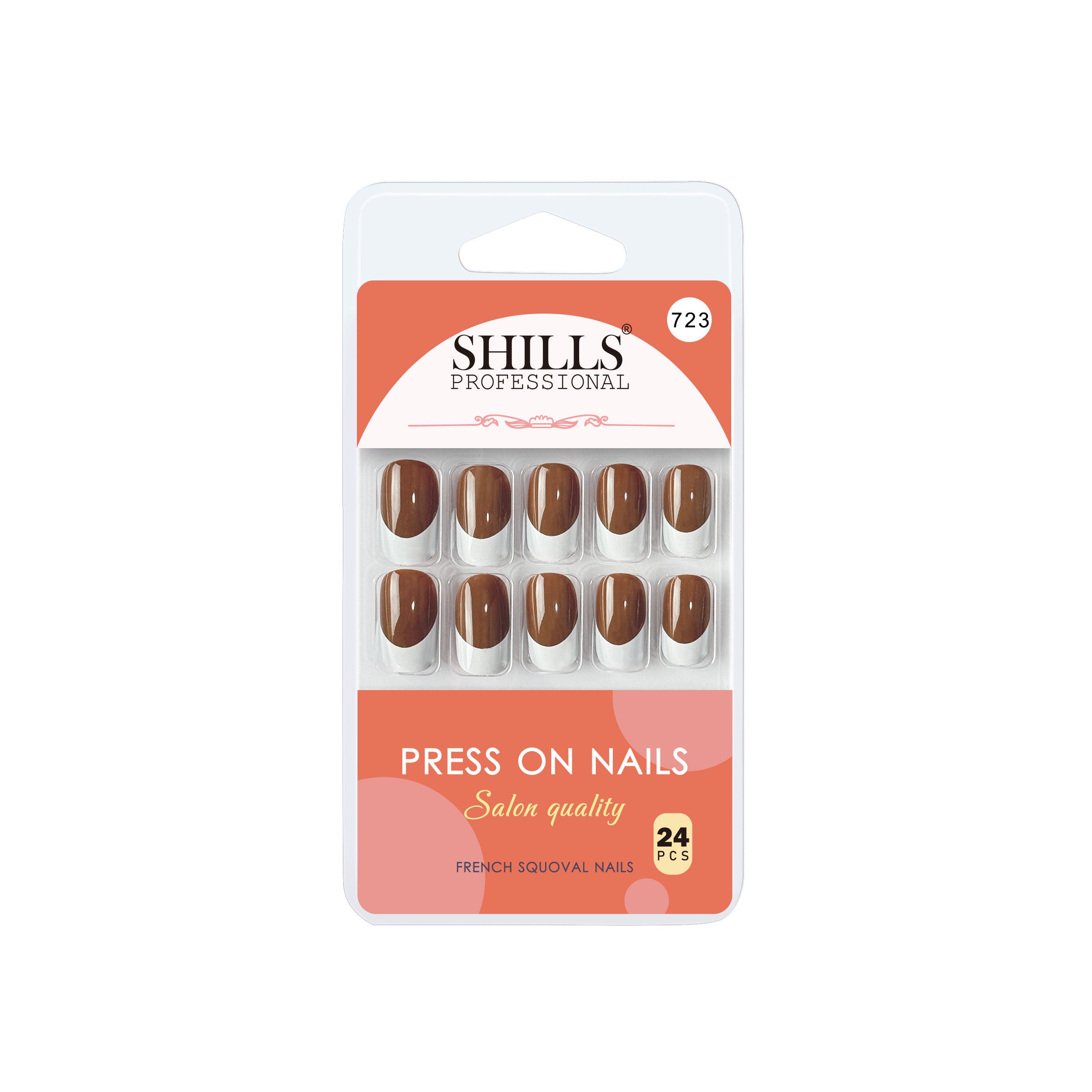 Reusable French Square Press On Nails - Brown