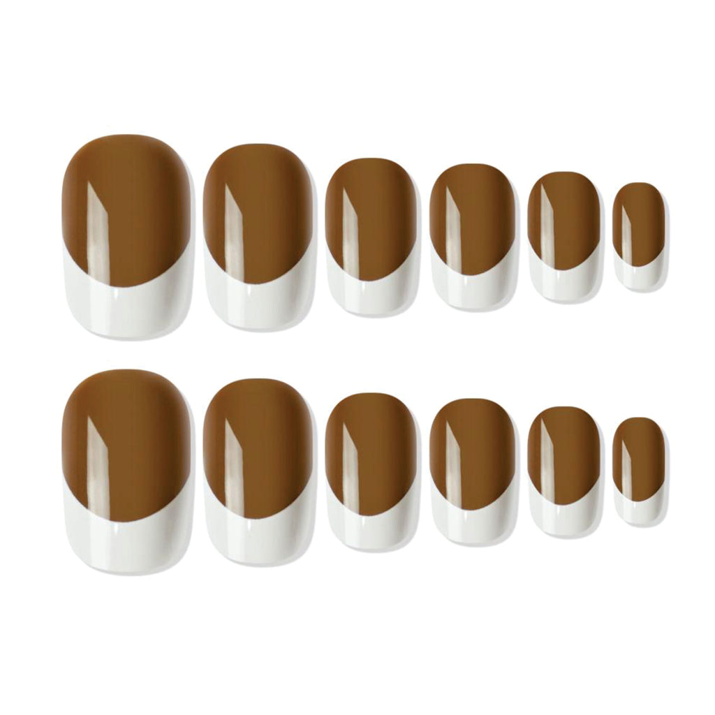 Reusable French Square Press On Nails - Brown