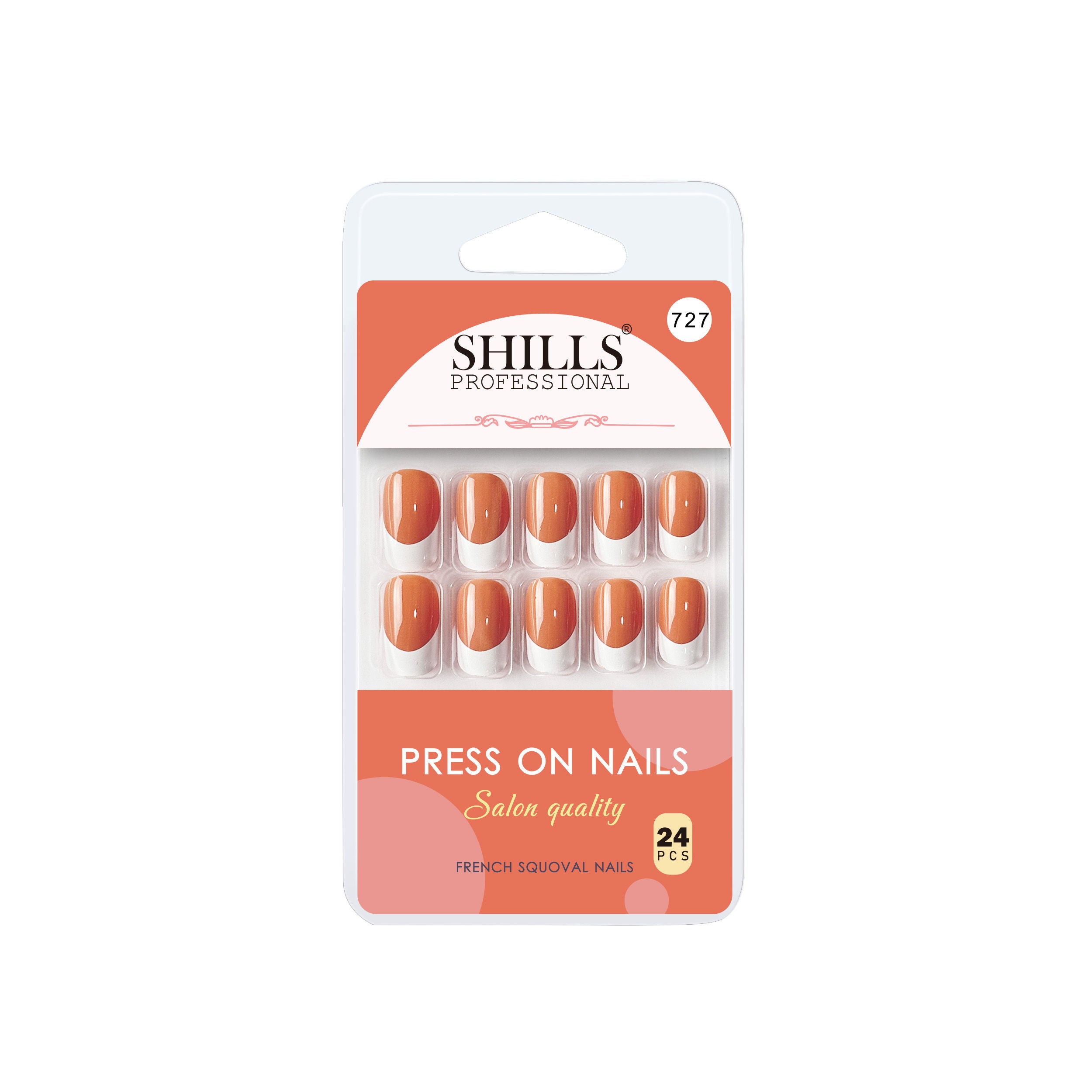Reusable French Square Press On Nails - Orange