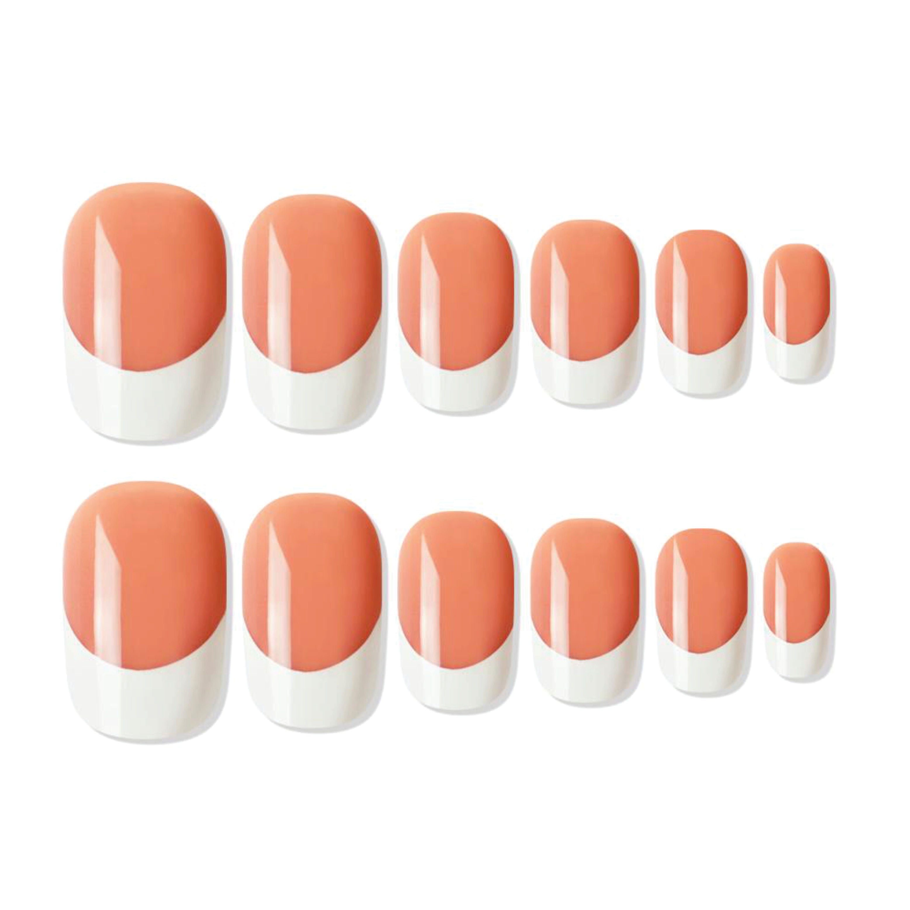 Reusable French Square Press On Nails - Orange