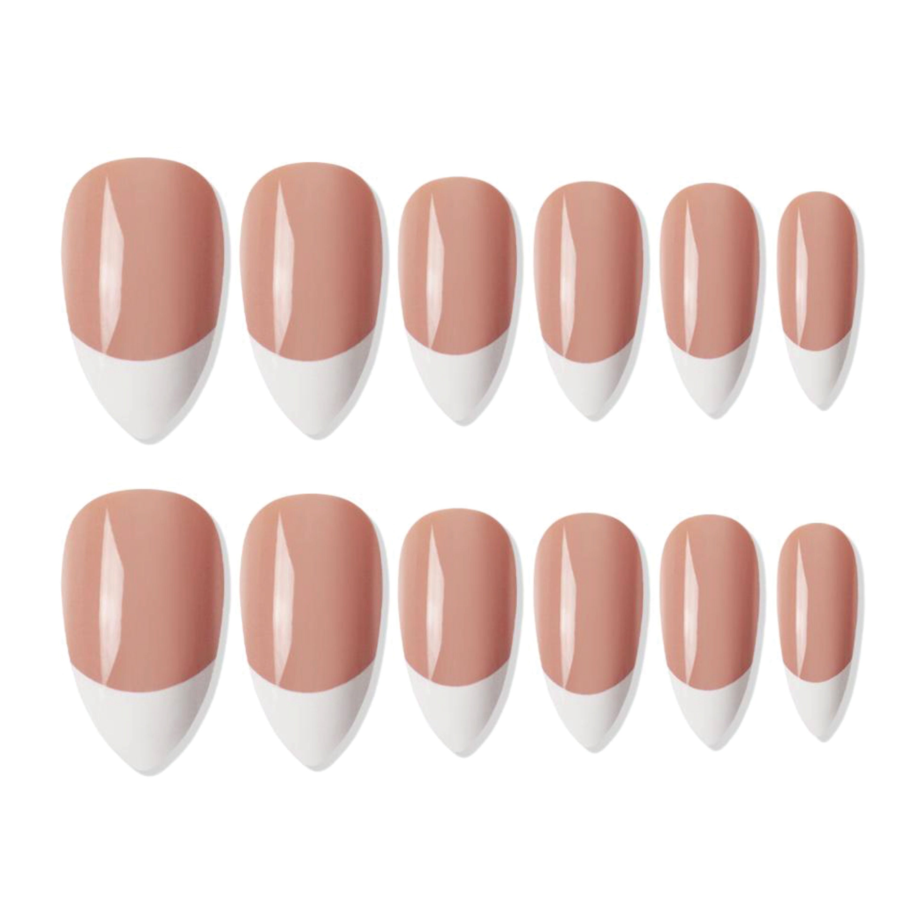 Reusable French Almond Press On Nails - Beige
