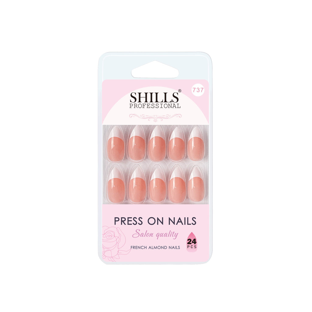 Reusable French Almond Press On Nails - Peach