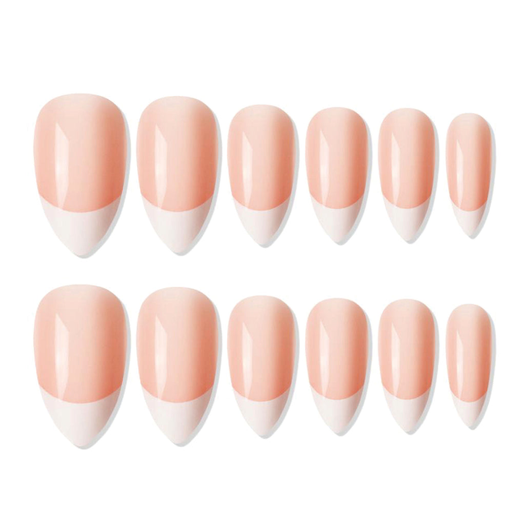Reusable French Almond Press On Nails - Peach