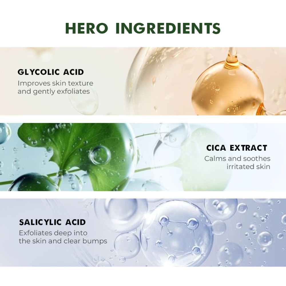 Salicylic Acid Face Wash For Oily Acne Prone Skin With Glycolic Acid &CICA Extract