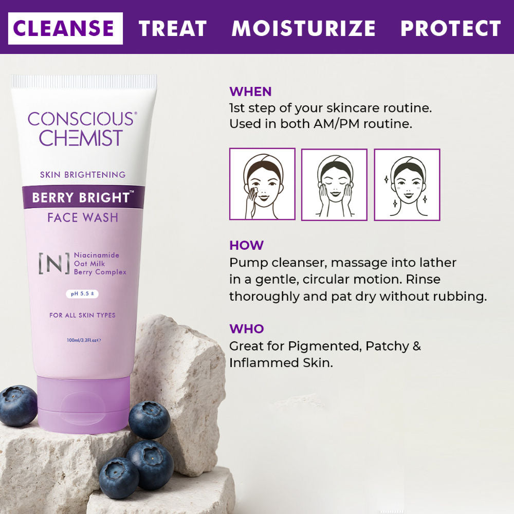 Berry Bright Soothing & Calming Face Cleanser with Niacinamide, Berry Extracts