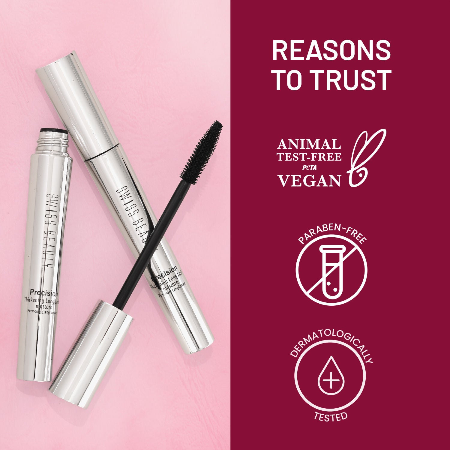 Precision Thickening Long Lash Mascara ,Waterproof , Smudge-Proof - Black