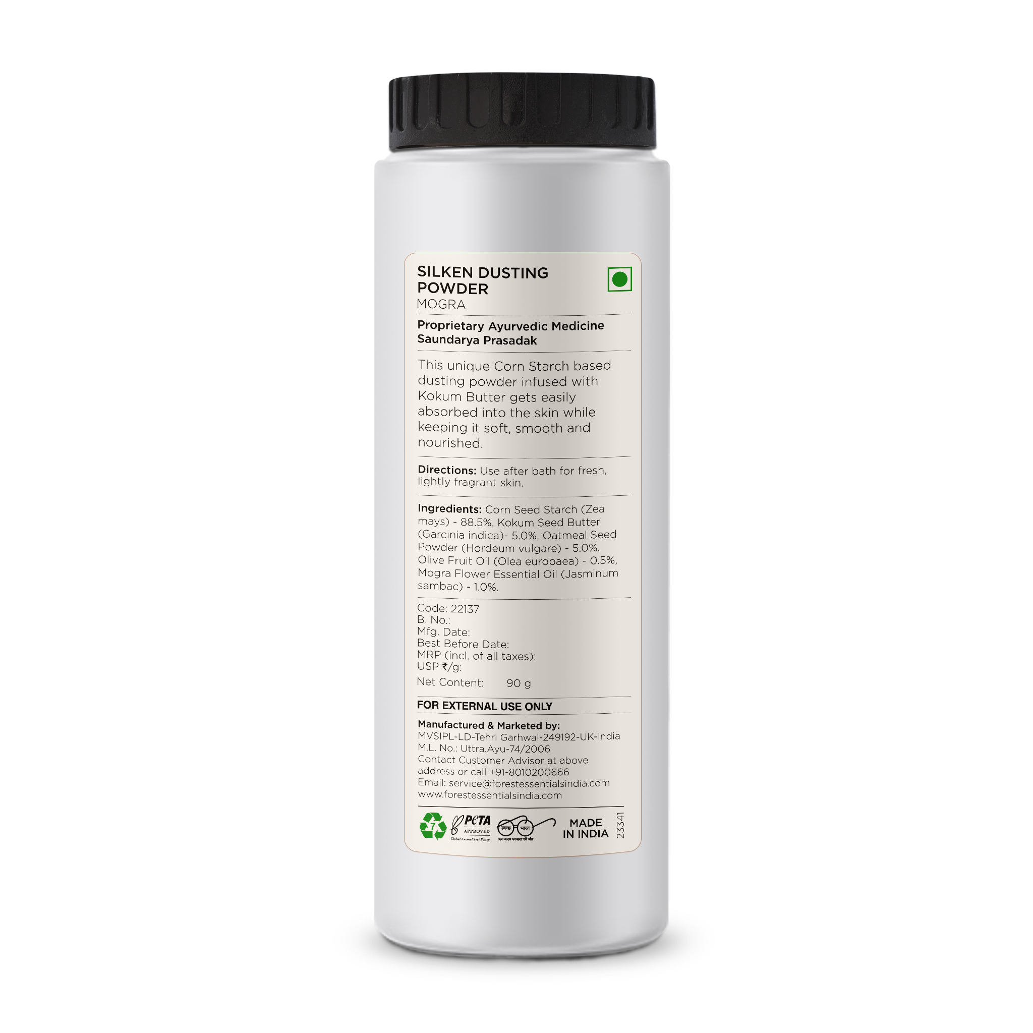 Silken Mogra Natural Dusting Powder - Lightly Scented