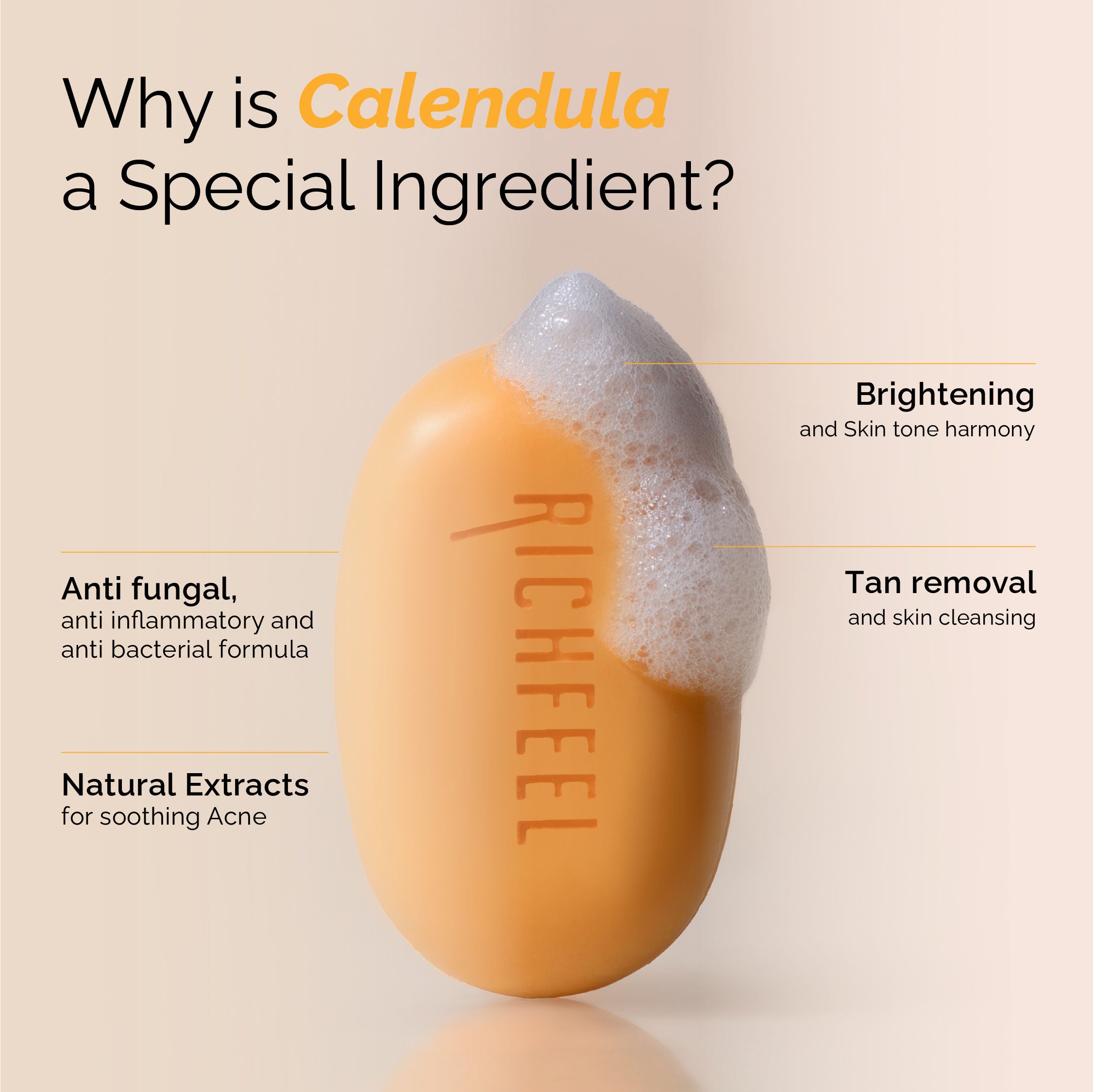 Calendula Anti-Acne Soap: Fights Pimples, Blemishes & Promotes Healthy, Luminous Skin