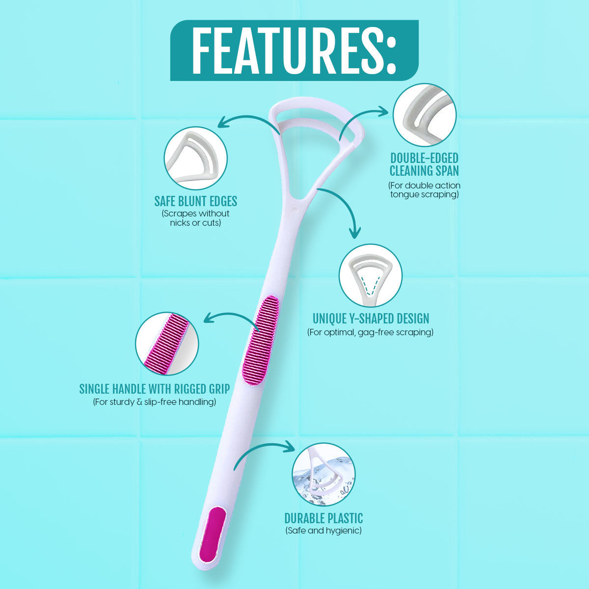 Tongue Cleaner Scraper with Double Edges for Fresh Breath Oral Hygiene & Digestive Health (2 pcs)