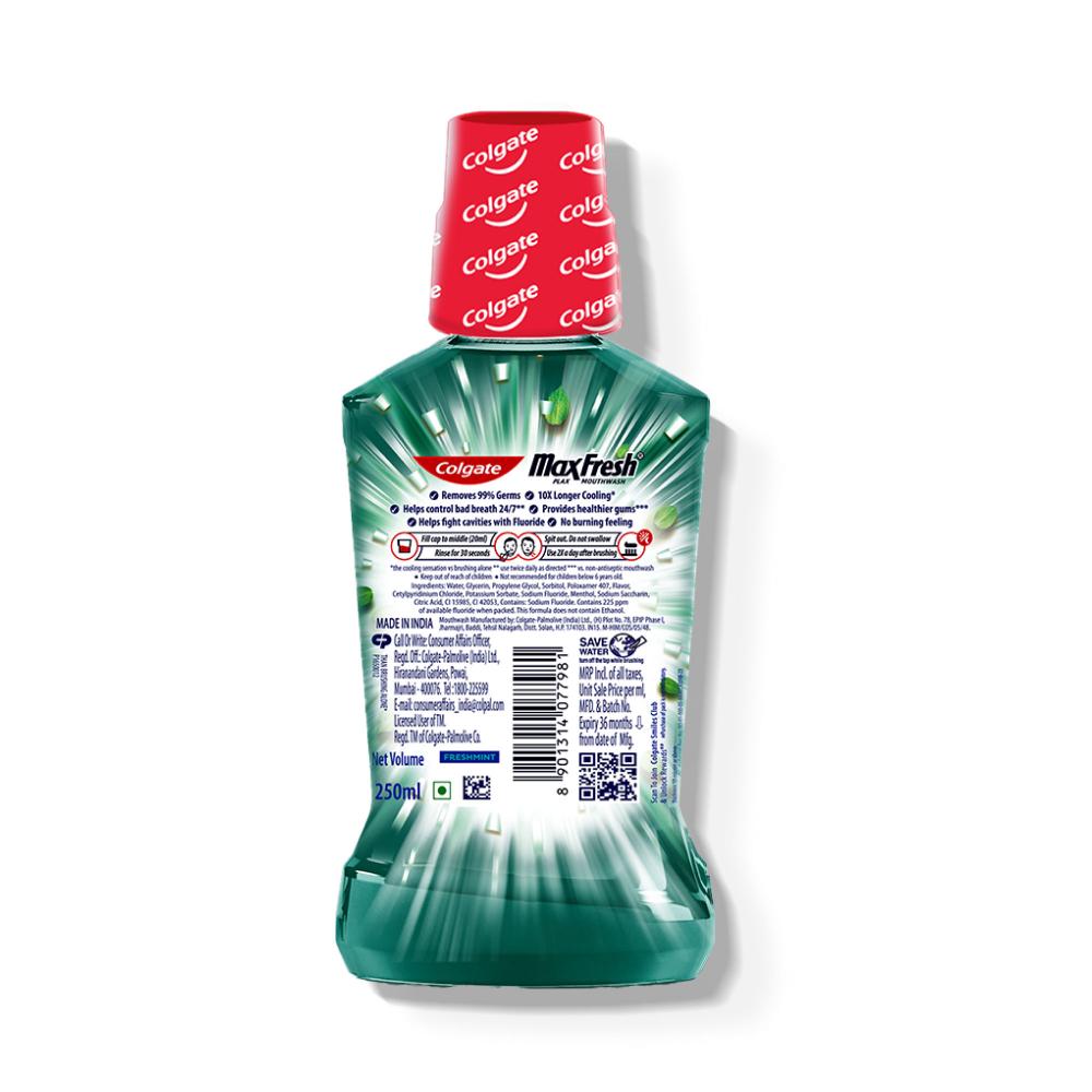 Maxfresh Plax Antibacterial Mouthwash, Fresh Mint