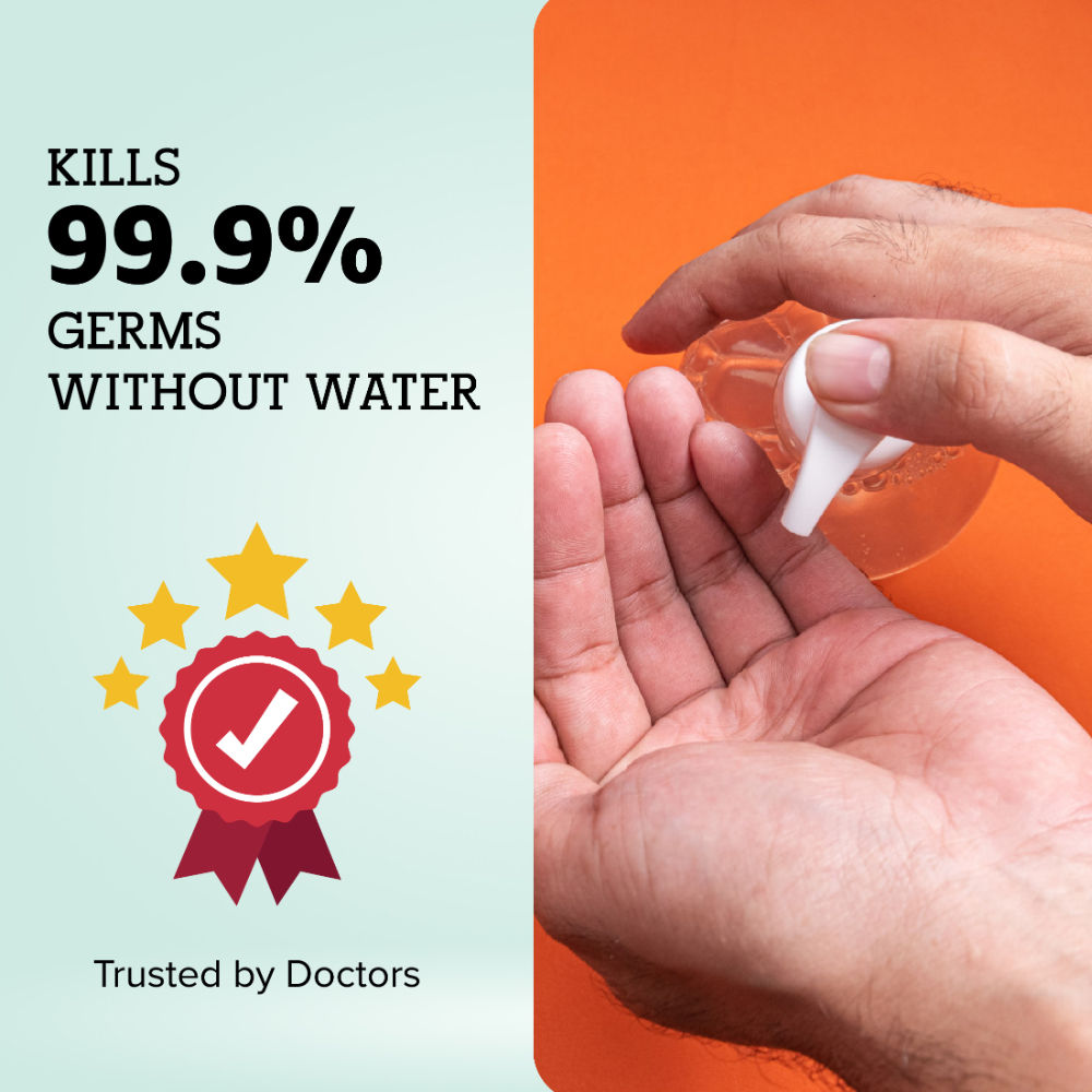 Hand Sanitizer Gel With 85% Alcohol, Neem & Glycerin, Kills 99.9% Germs & Quick-Dry, Kids Safe