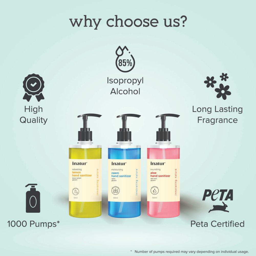 Hand Sanitizer Gel With 85% Alcohol, Neem & Glycerin, Kills 99.9% Germs & Quick-Dry, Kids Safe