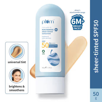 Rice Water & 3% Niacinamide Sheer Tinted Sunscreen With SPF 50 PA++++, For Oily ToDrySkin