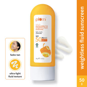 Yuzu & Alpha Arbutin Weightless Fluid Sunscreen SPF 50 PA++++ for Oily,Normal&DrySkinType