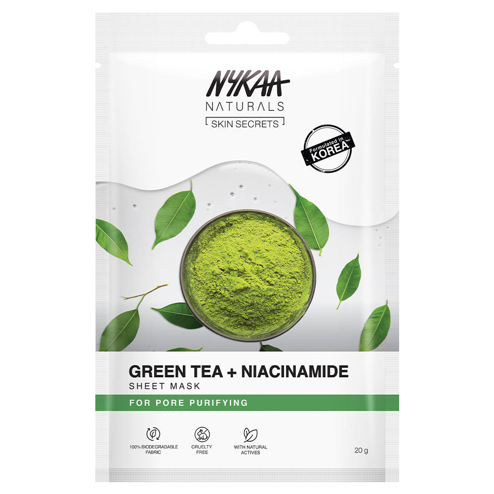 Nykaa Naturals Korean Sheet Mask Green Tea & Niacinamide For Oil Control and Clear Skin