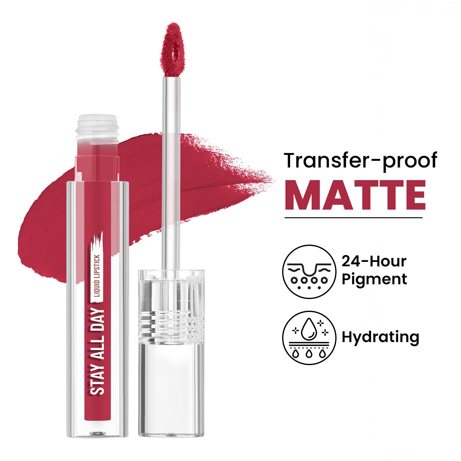 Stay All Day Liquid Lipstick 24 Hour Stay Transfer-Proof - 8 Signature Red