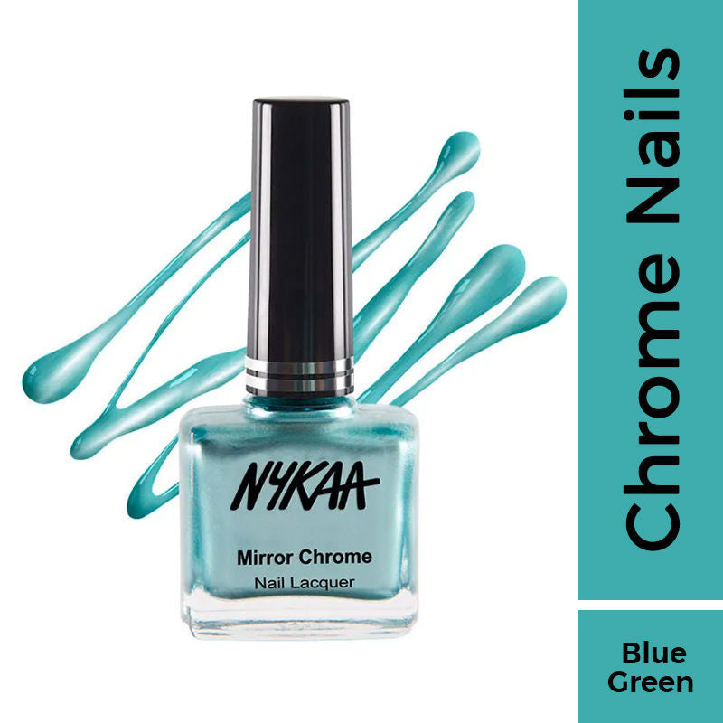 Nykaa Metallic Chrome Long Lasting Nail Enamel - Lunar Green River 162
