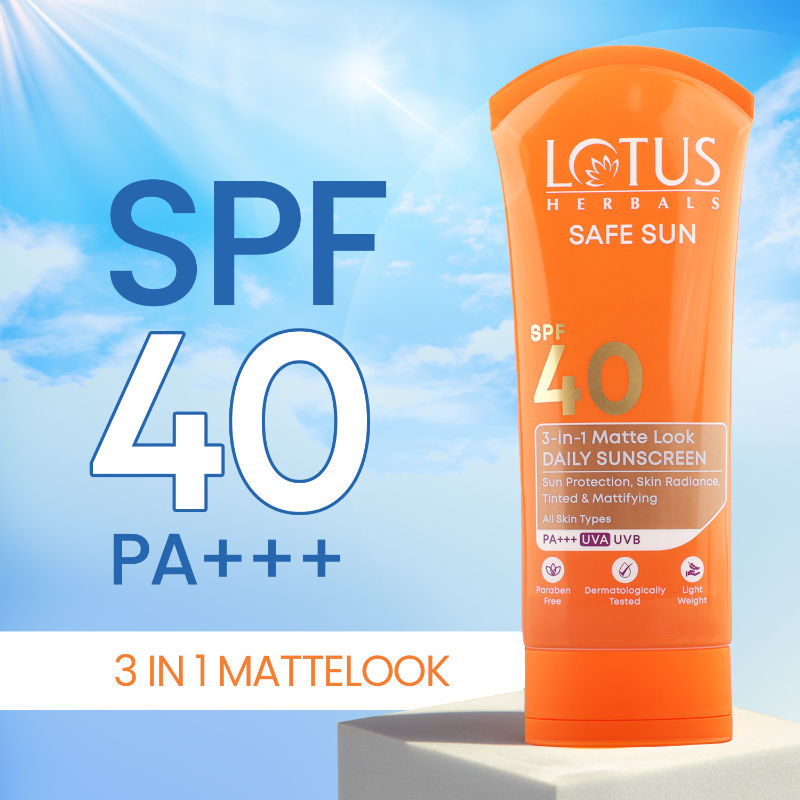 SafeSun 3in1 Matte Look Daily Sunscreen SPF 40 PA+++ ,Tinted & Dermatologically Free