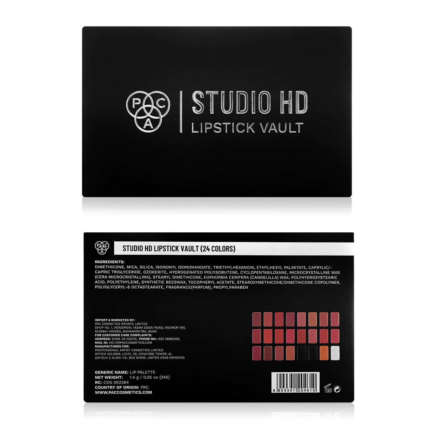 Studio HD Lipstick Vault Palette X24 - Create 100+ Lip Shades, Intense Color Payoff, Lightweight