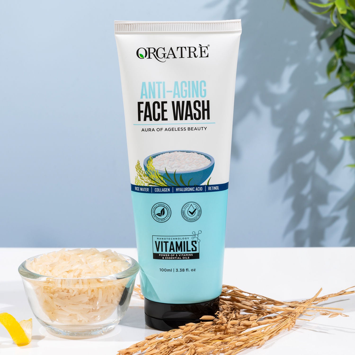 Anti-Aging Face Wash With Rice Water, Collagen, Hyaluronic Acid & Retinol For Youthful Skin