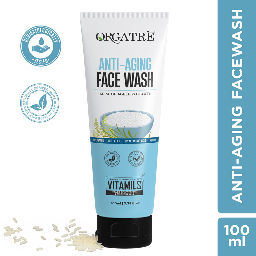 Anti-Aging Face Wash With Rice Water, Collagen, Hyaluronic Acid & Retinol For Youthful Skin