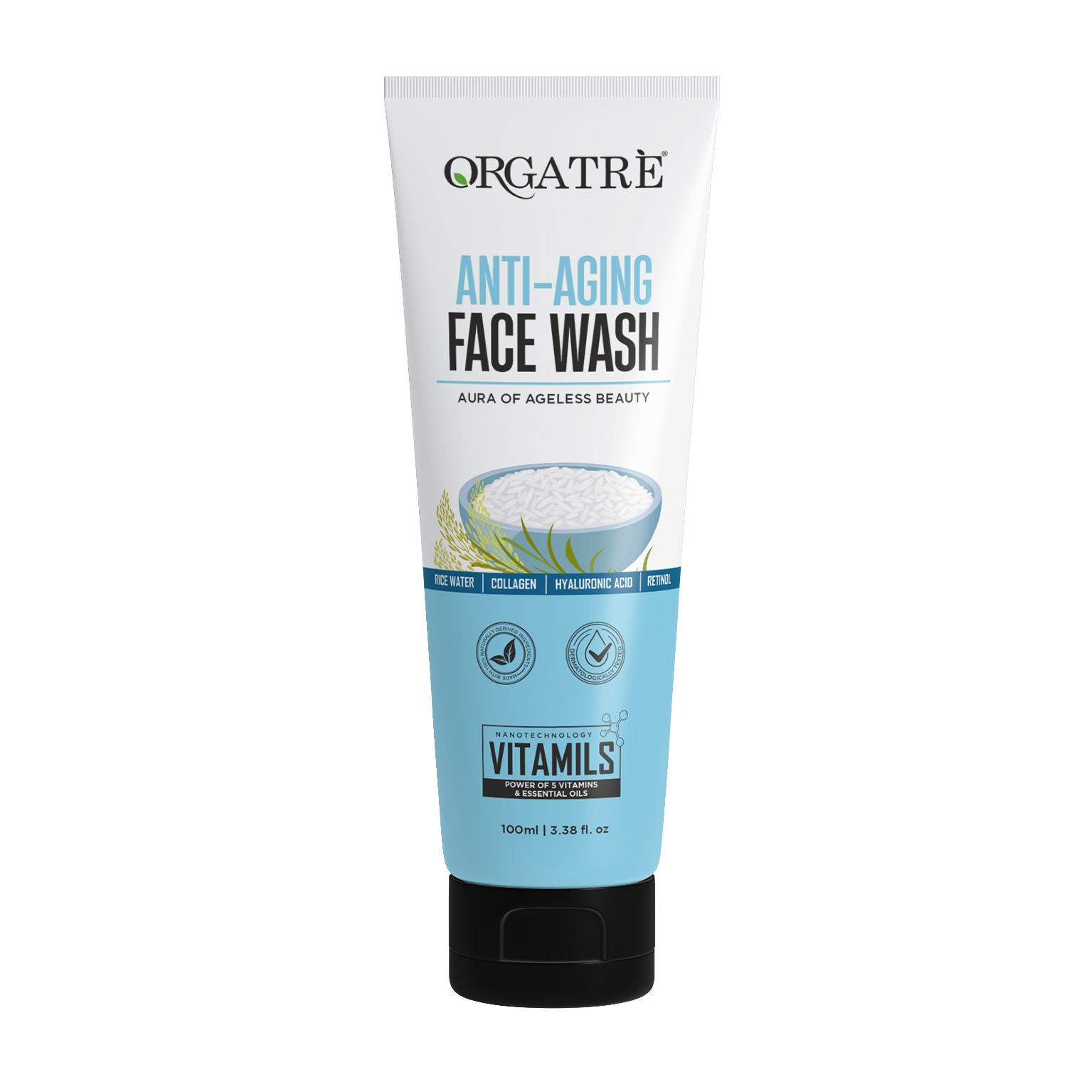 Anti-Aging Face Wash With Rice Water, Collagen, Hyaluronic Acid & Retinol For Youthful Skin