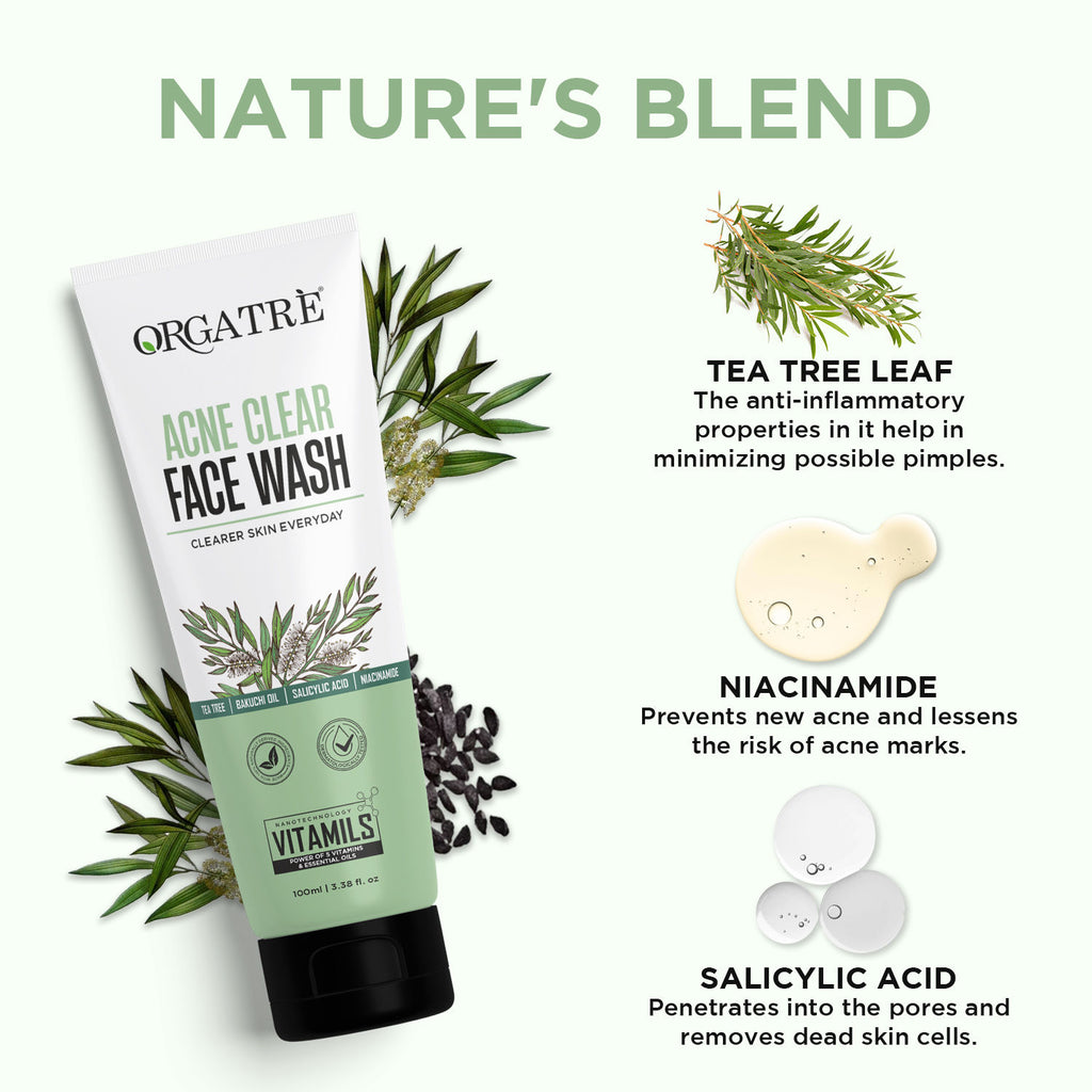 2% Salicylic Acid & Niacinamide Acne Clear Face Wash With Tea Tree For Acne-Prone Skin