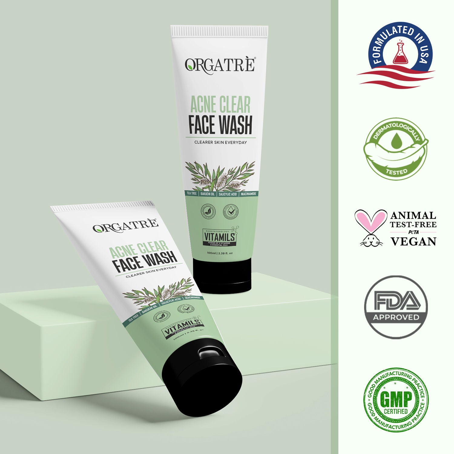 2% Salicylic Acid & Niacinamide Acne Clear Face Wash With Tea Tree For Acne-Prone Skin