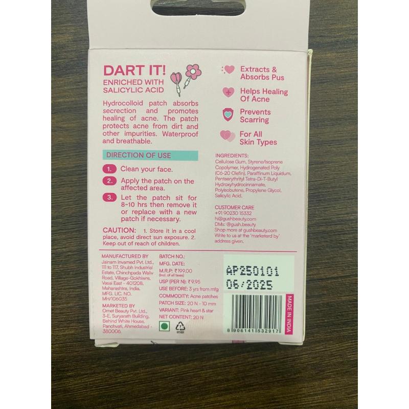 Dart It Hydrocolloid Pimple Patches - Baby Pink Heart And Star