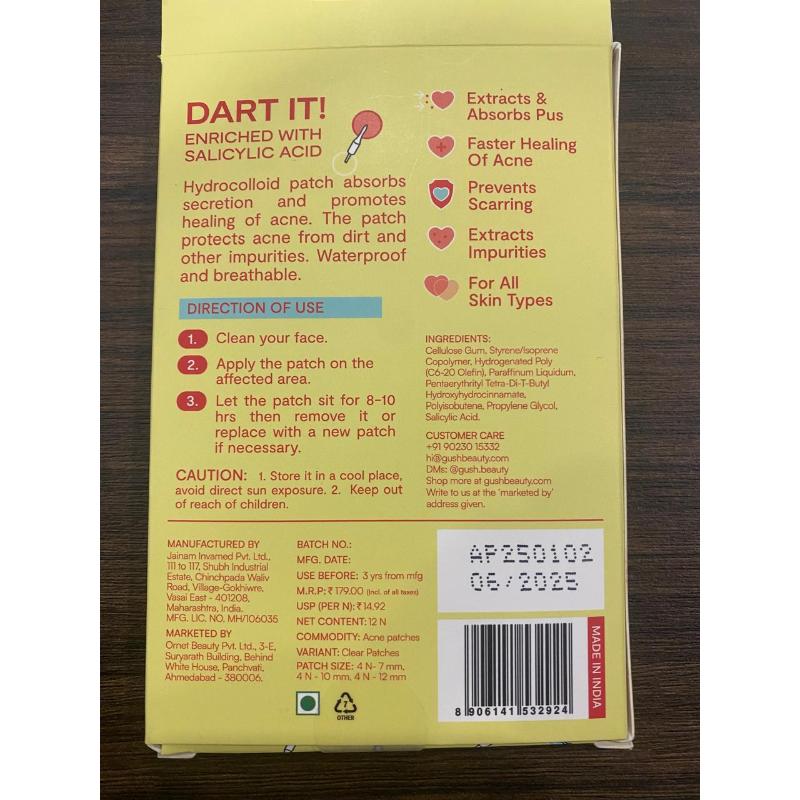 Dart It Hydrocolloid Pimple Patches - Transparent